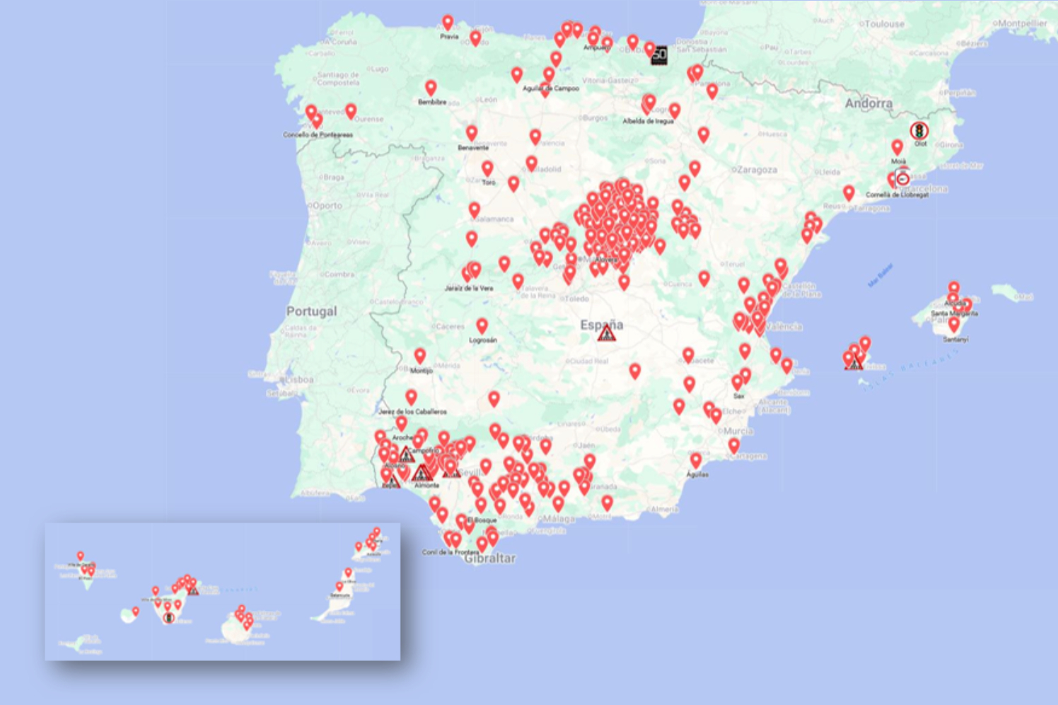 Sistemas instalados en España Sistemas instalados en España